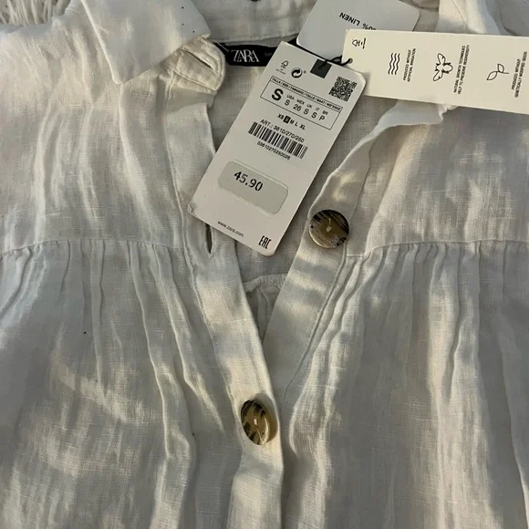 White Zara Linen Button Up Tank Top - Picture 2 of 4